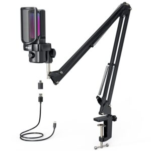 Akkord USB Microphone with Boom Arm – 192kHz/24Bit Cardioid Condenser Mic for Podcasting, Streaming, Gaming, Voice Recording – Plug & Play, Shock Mount, Pop Filter for PC/Mac